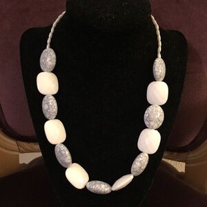 Handcrafted/handmade White beads with gray beads necklace set